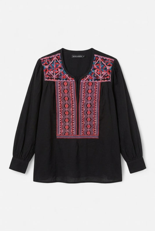 Blouse noire brodée neuve avec étiquette