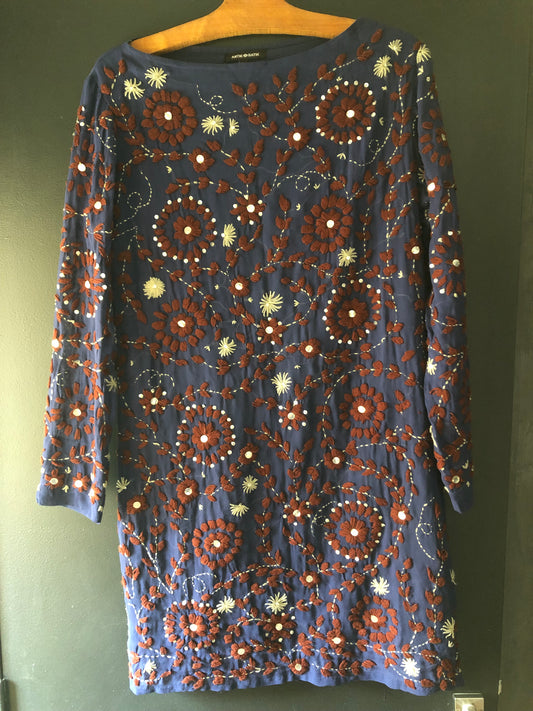 Vestido bordado Appoline azul marino