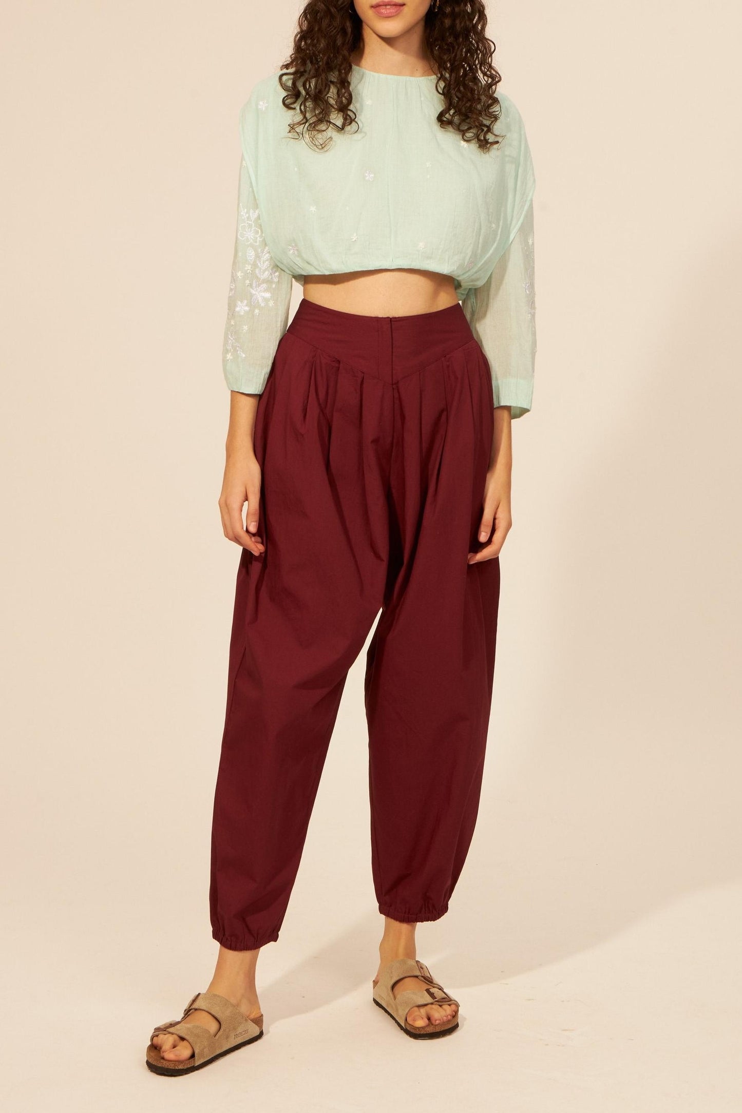 Pantalon en popeline effilé Kira