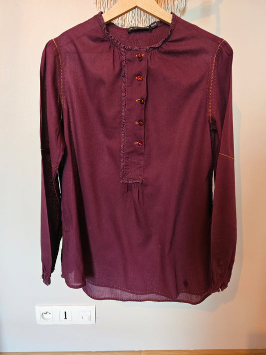 Blouse en voile de coton prune