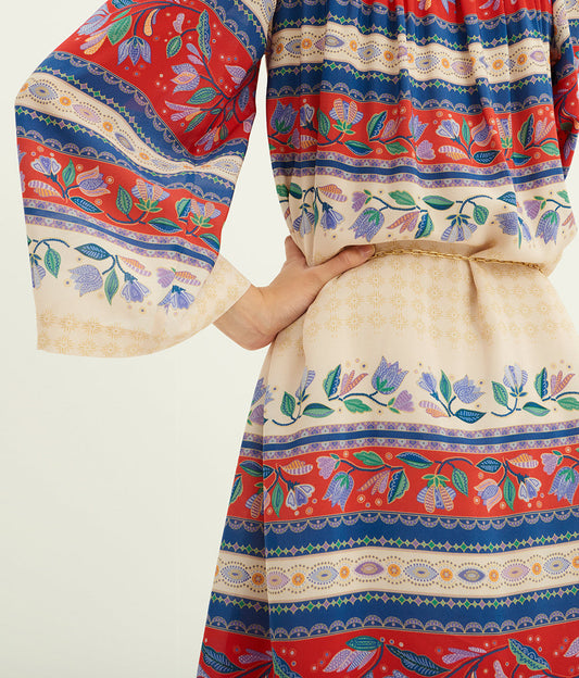 Robe midi en soie imprimée Christina