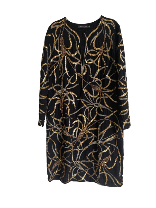 Robe noire brodée épis de blé or