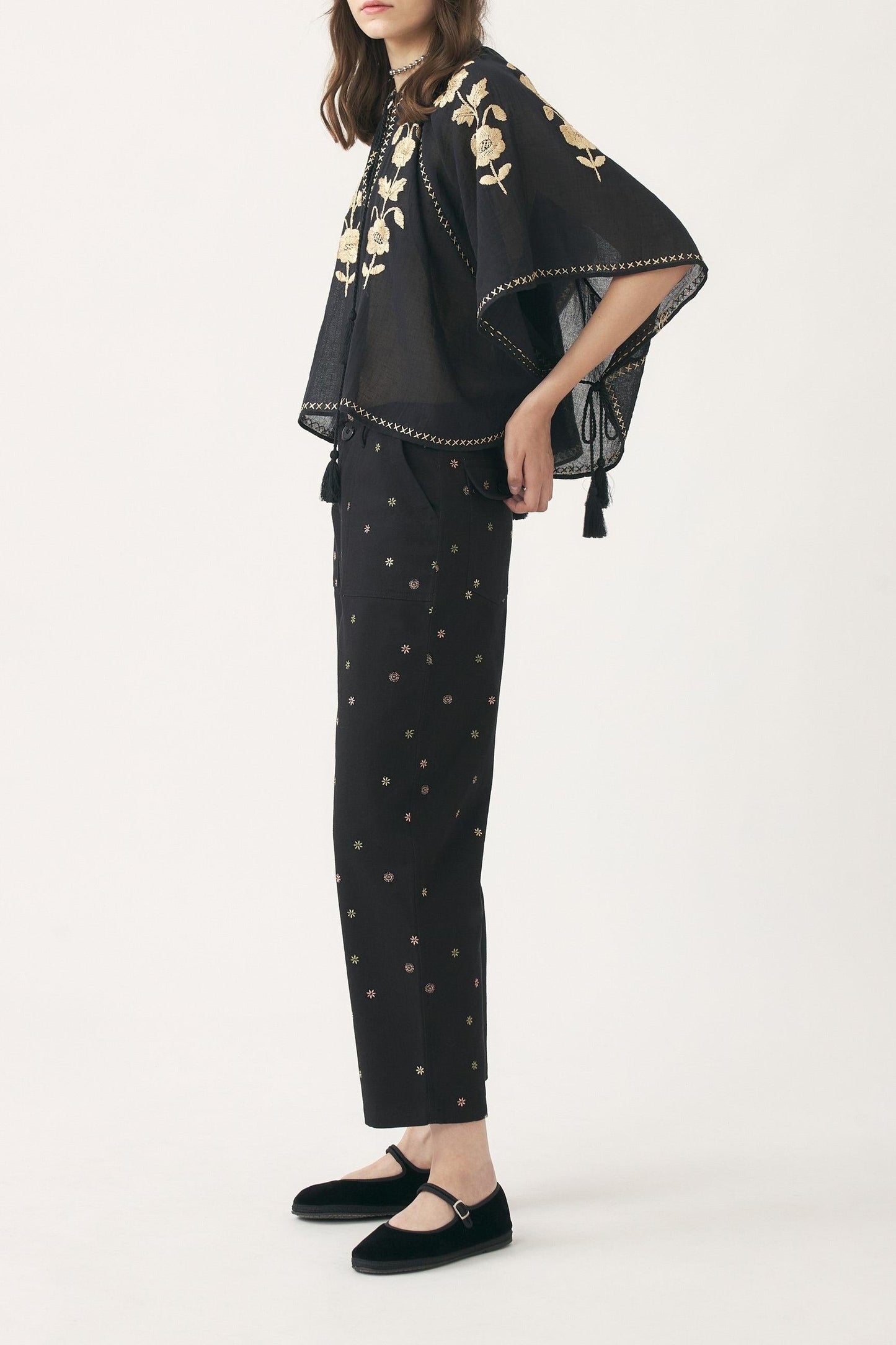 Mini kaftan hand-embroidered with silk Ila