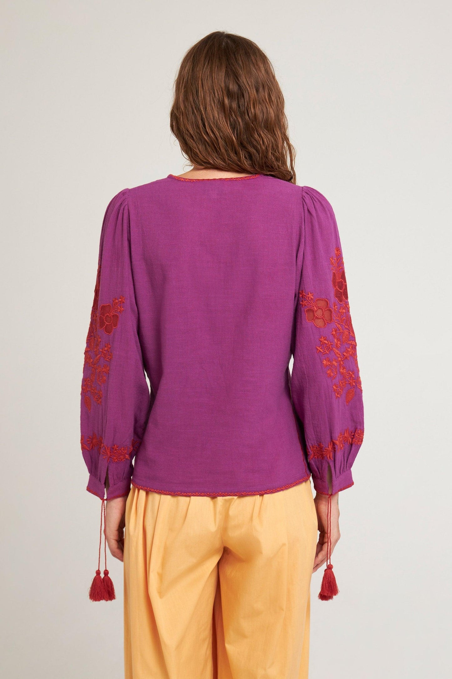 Blouse brodée Vani violet/bordeaux