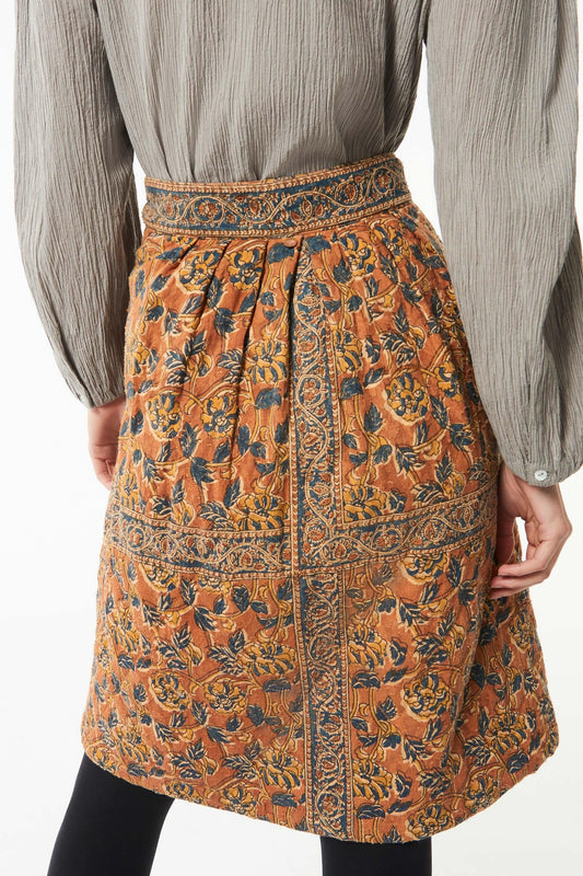 Fanny printed quilted skirt - Camel