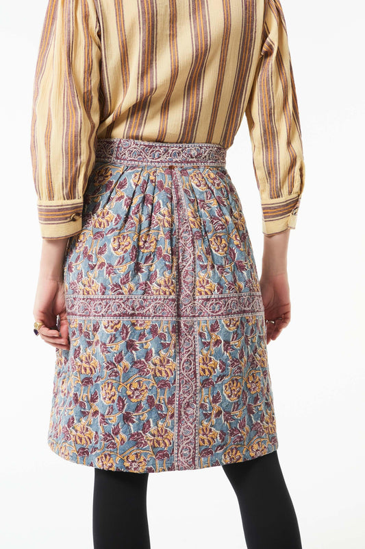 Fanny printed quilted skirt - Blue