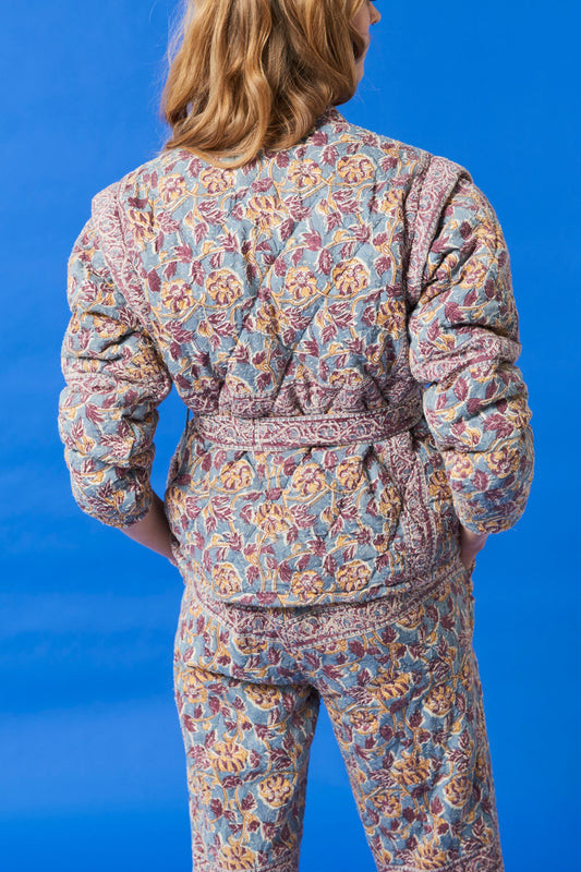 Fanny printed quilted jacket - Blue