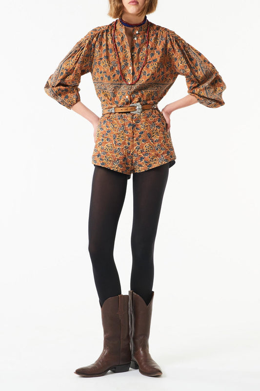 Fanny printed fluid blouse - Camel