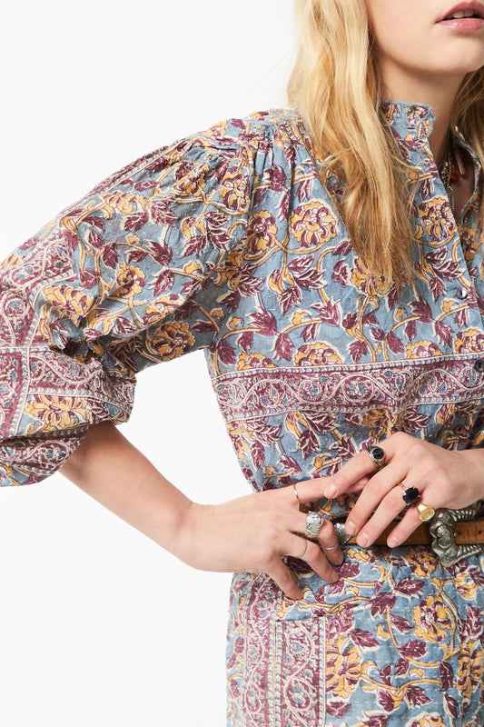 Fanny printed fluid blouse - Blue