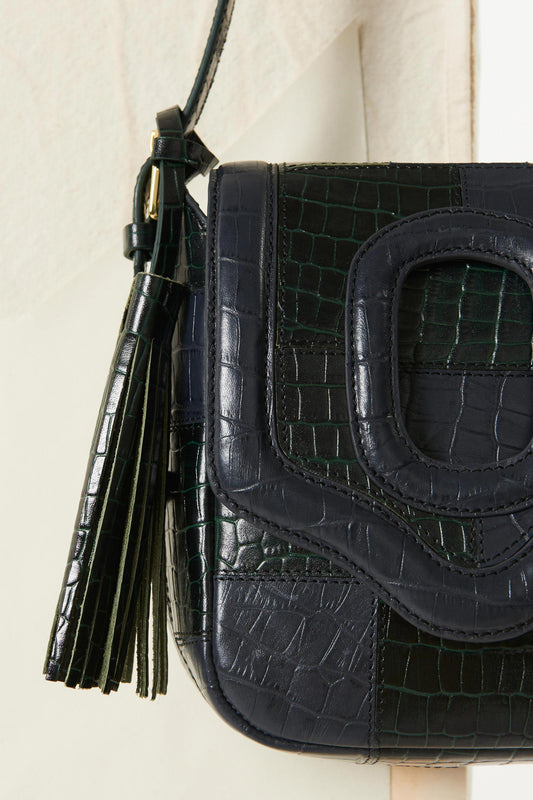 Cathy croco satchel bag - Blue and green