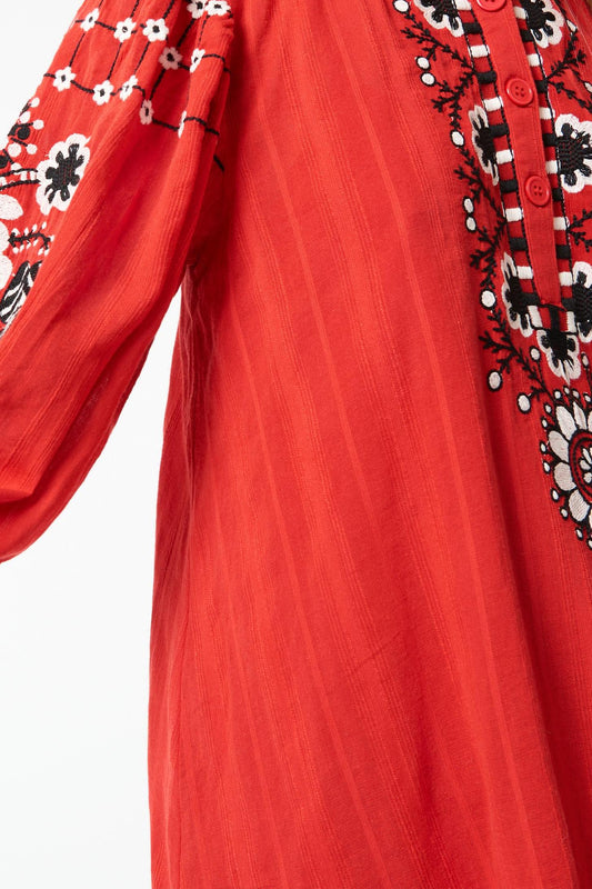 Cami embroidered mini dress - Red