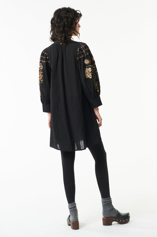 Cami embroidered mini dress - Gold