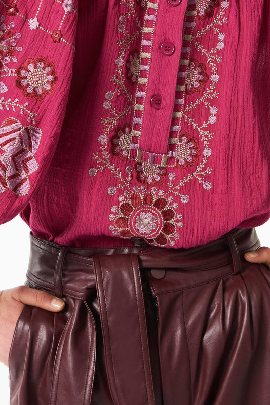 Cami embroidered blouse - Berry