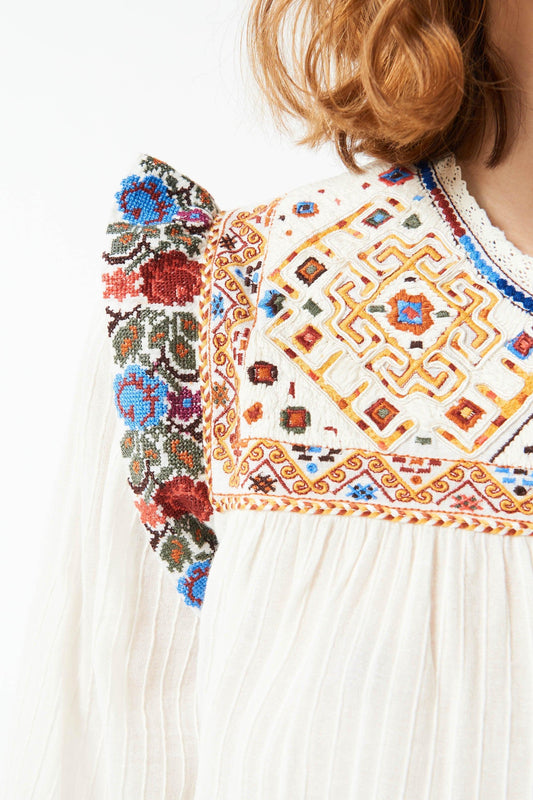 Bernadette embroidered shirt - Cream