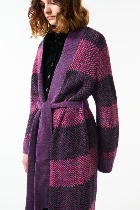 Arturo long alpaca cardigan - Purple