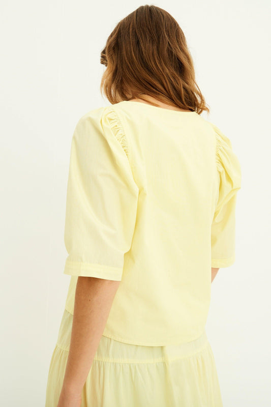 Blusa Kala con mangas abullonadas - Amarillo pastel