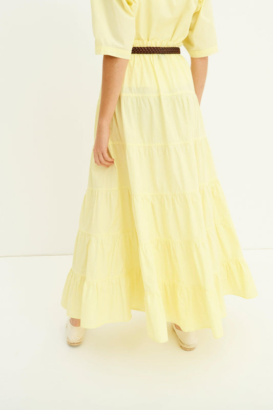 Kala Ruffled Maxi Skirt - Pastel Yellow