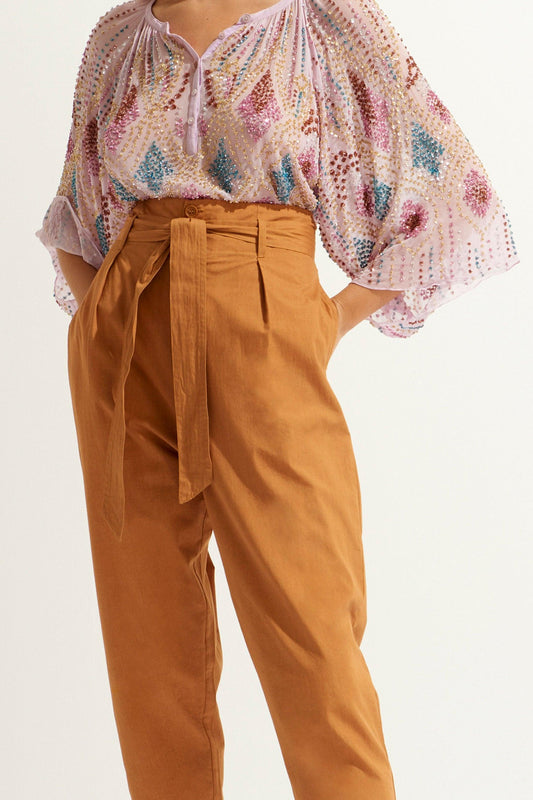 Kala Poplin Carrot Pant - Ochre