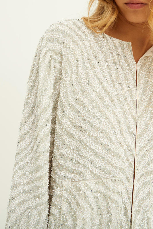 Jeanne Embroidered Sequin Jacket - White