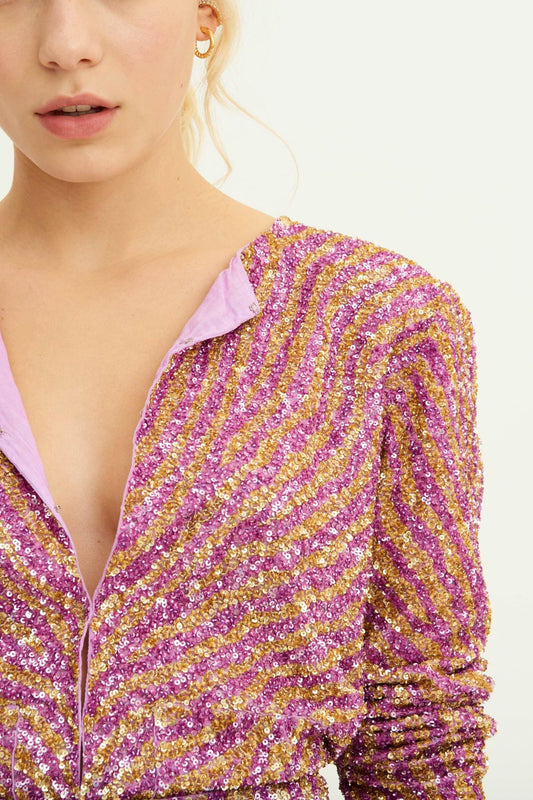 Jeanne Embroidered Sequin Jacket - Lilac