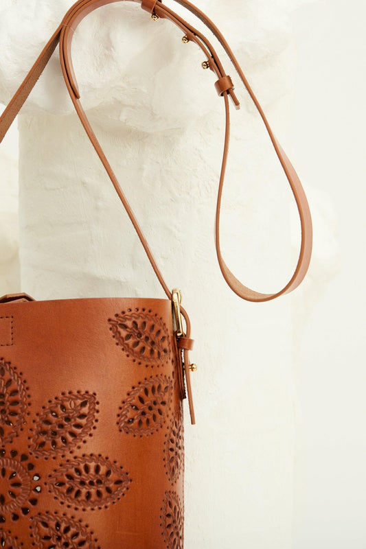 Janis Embossed Leather Bucket Bag