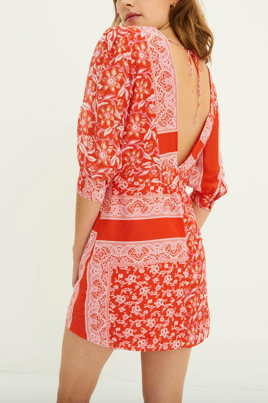 Iloni Printed Silk Mini Dress - Red