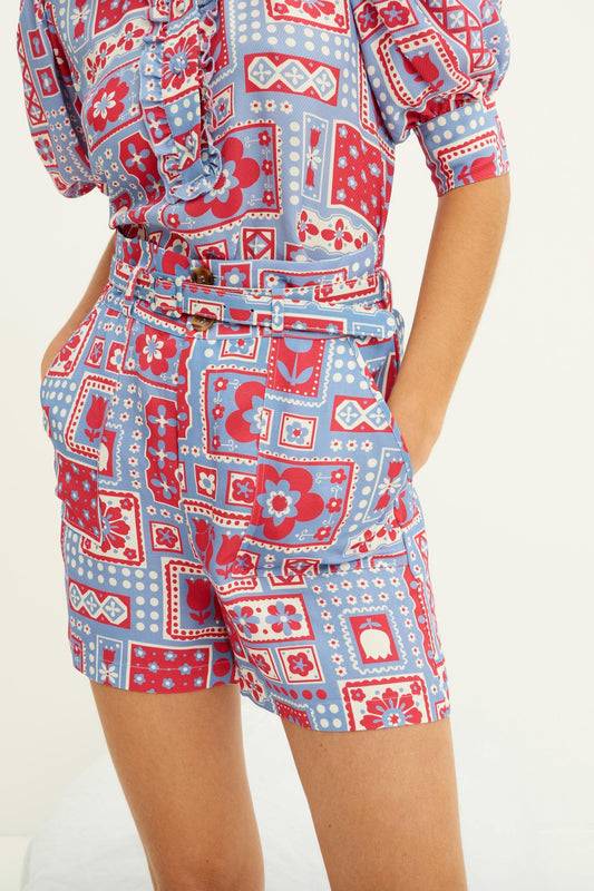 Pantalones cortos estampados Honoka - Azul