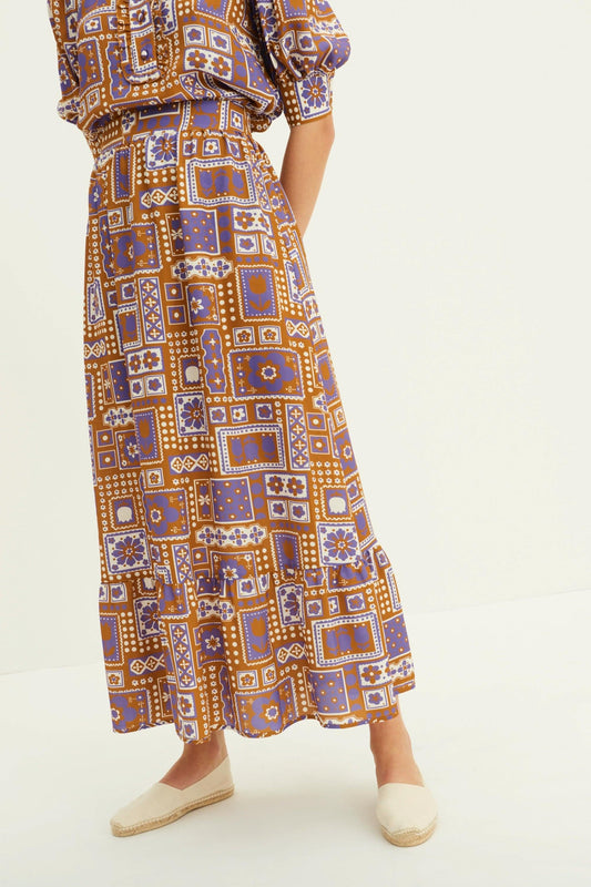 Falda estampada Honoka - Marrón