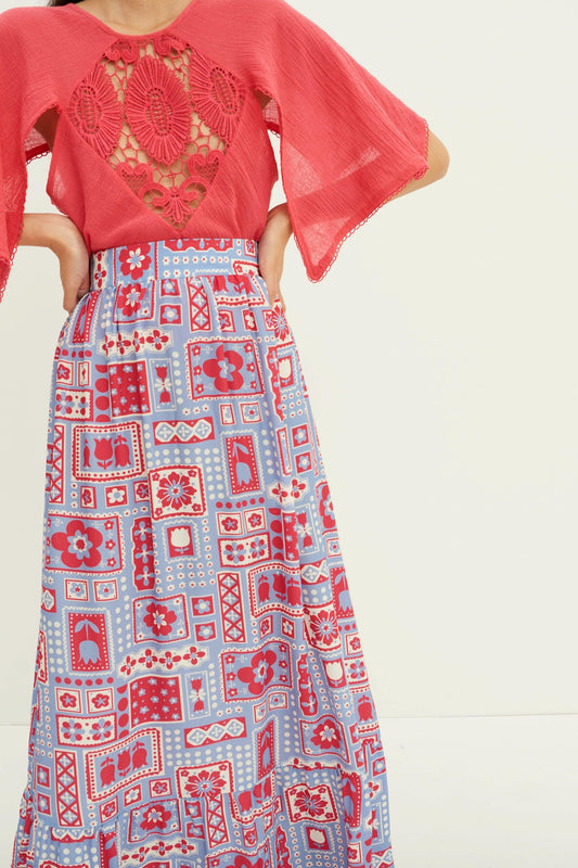 Falda estampada Honoka - Azul