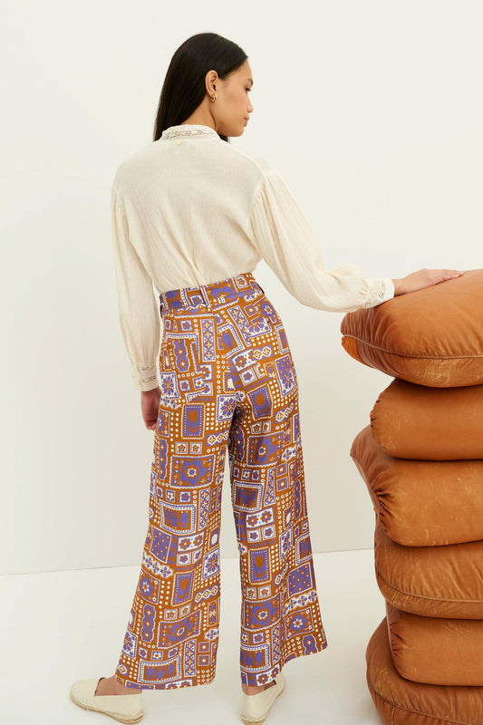 Pantalones estampados Honoka - Marrón