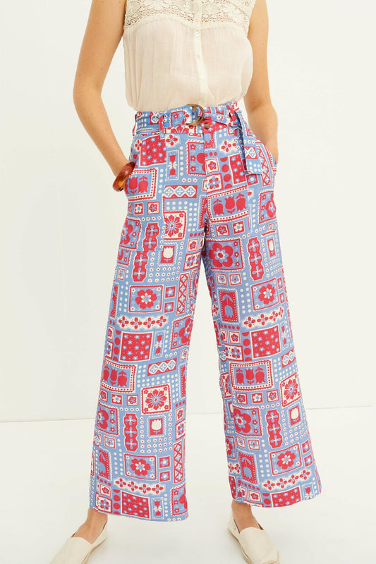 Pantalones estampados Honoka - Azul