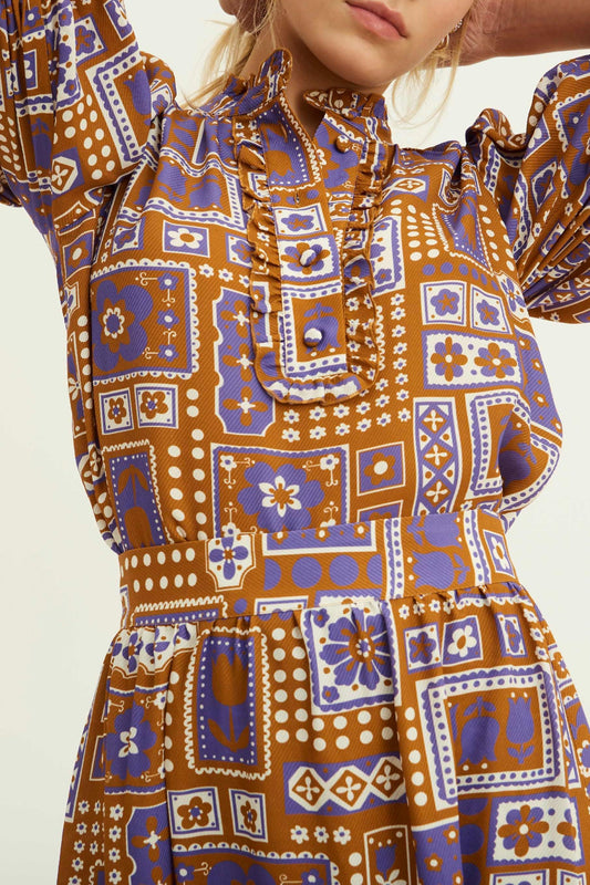 Blusa estampada Honoka - Marrón