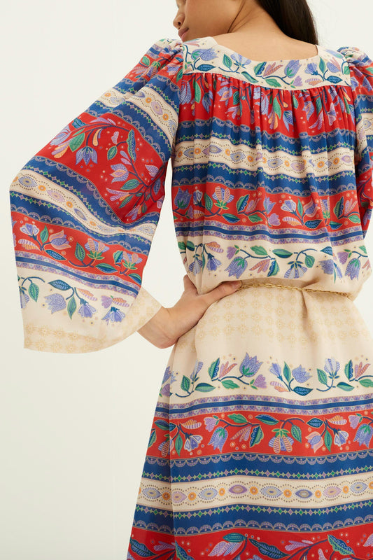 Christina Printed Silk Midi Dress