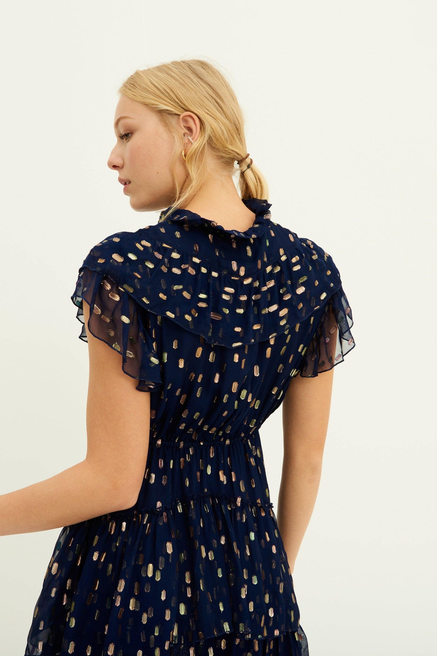 Vestido corto Adalie de lúrex - Azul marino