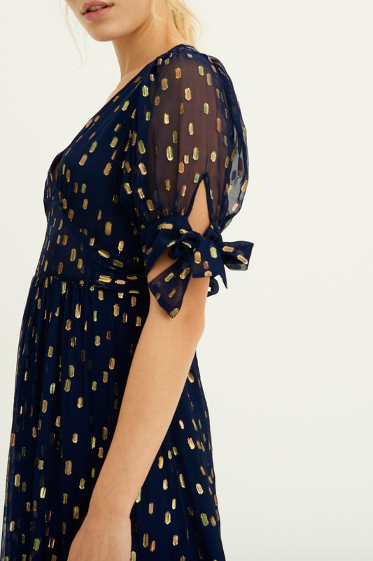 Adalie Lurex Maxi Dress - Navy Blue