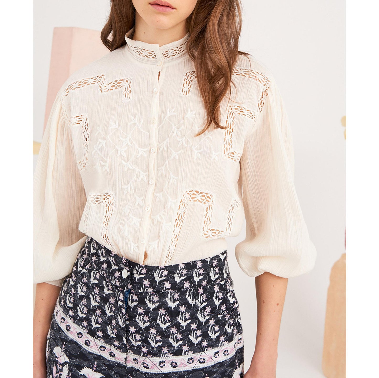 Thérèze Embroidered Blouse - Cream