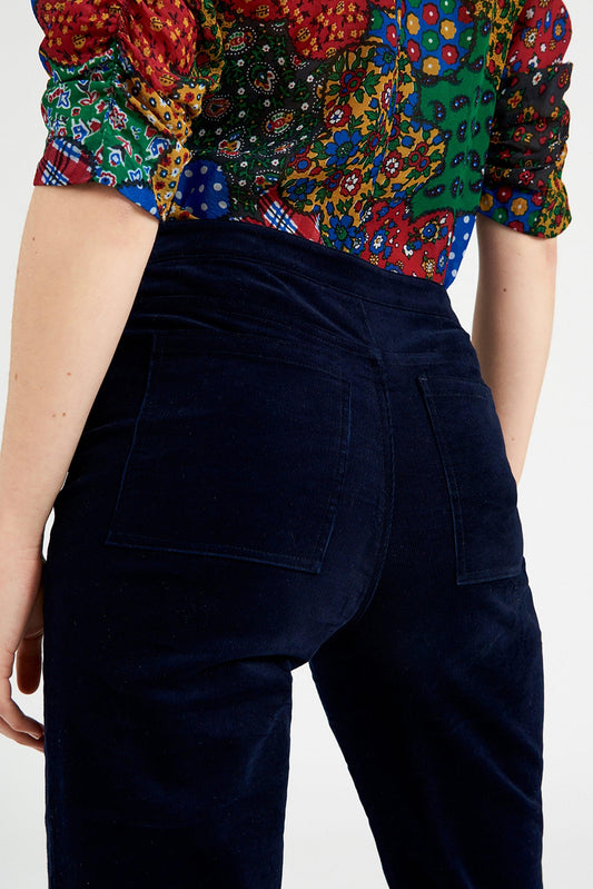 Mona Velvet Flare Pants - Navy Blue