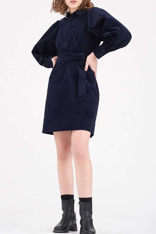 Mona Velvet Dress - Navy Blue