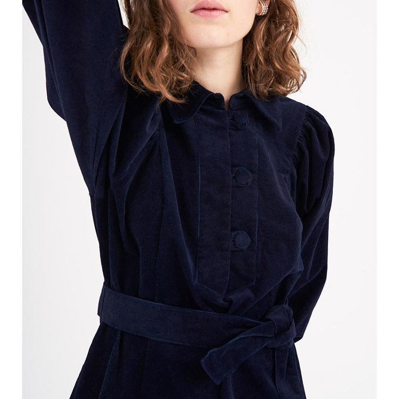 Mona Velvet Dress - Navy Blue