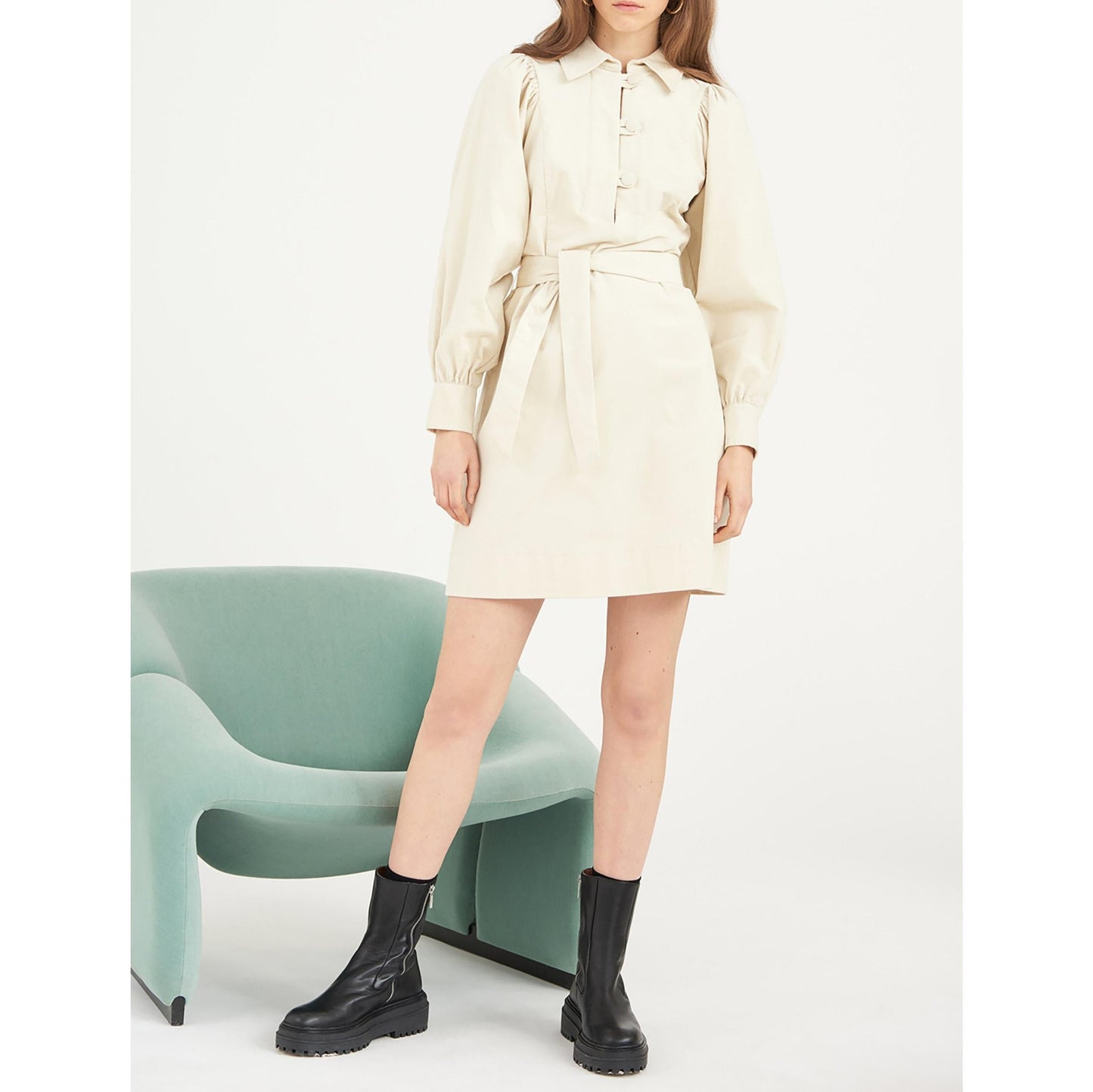 Mona Velvet Dress - Cream