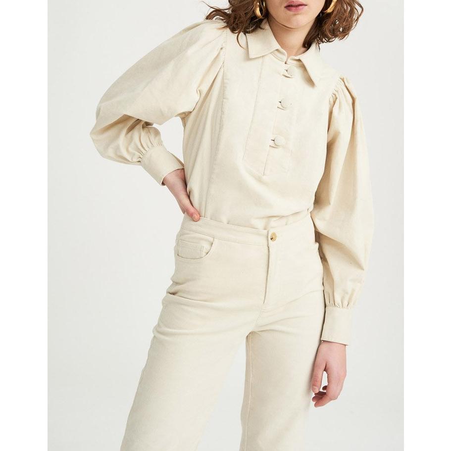 Mona Velvet Blouse - Cream