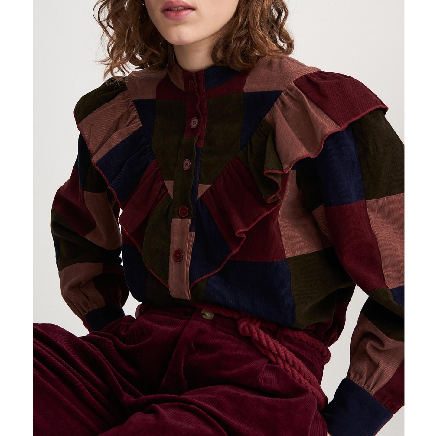 Lamo Patchwork Blouse - Burgundy