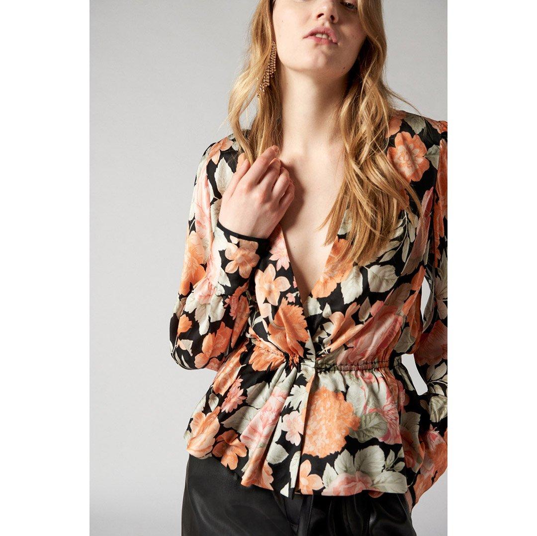 Camille Wrap Blouse - Black