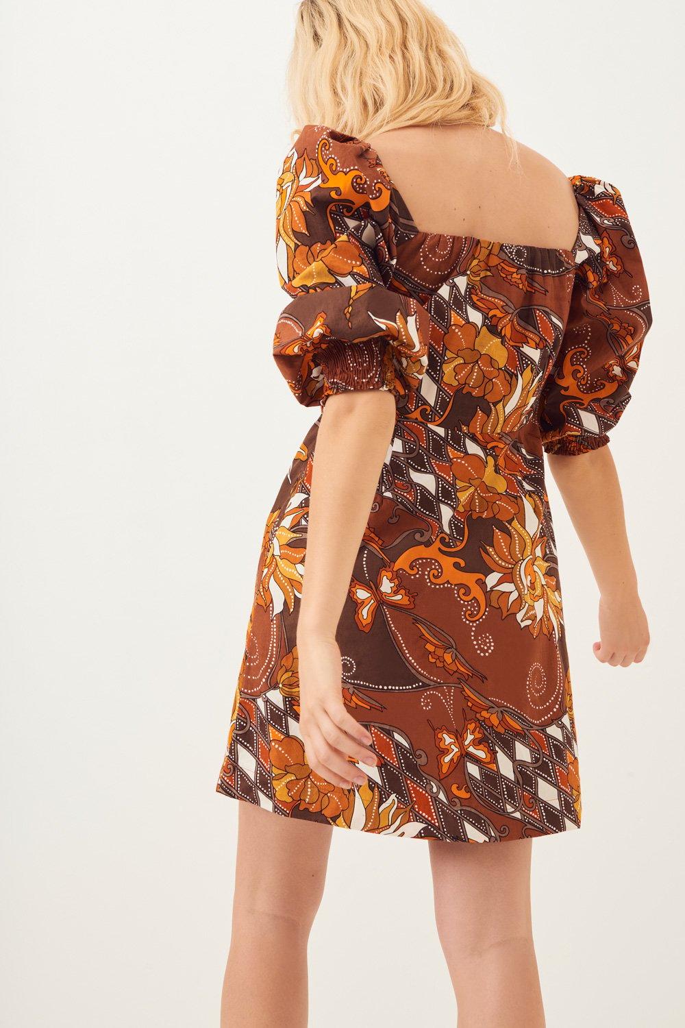 Ramba Puff-Sleeve Poplin Mini Dress