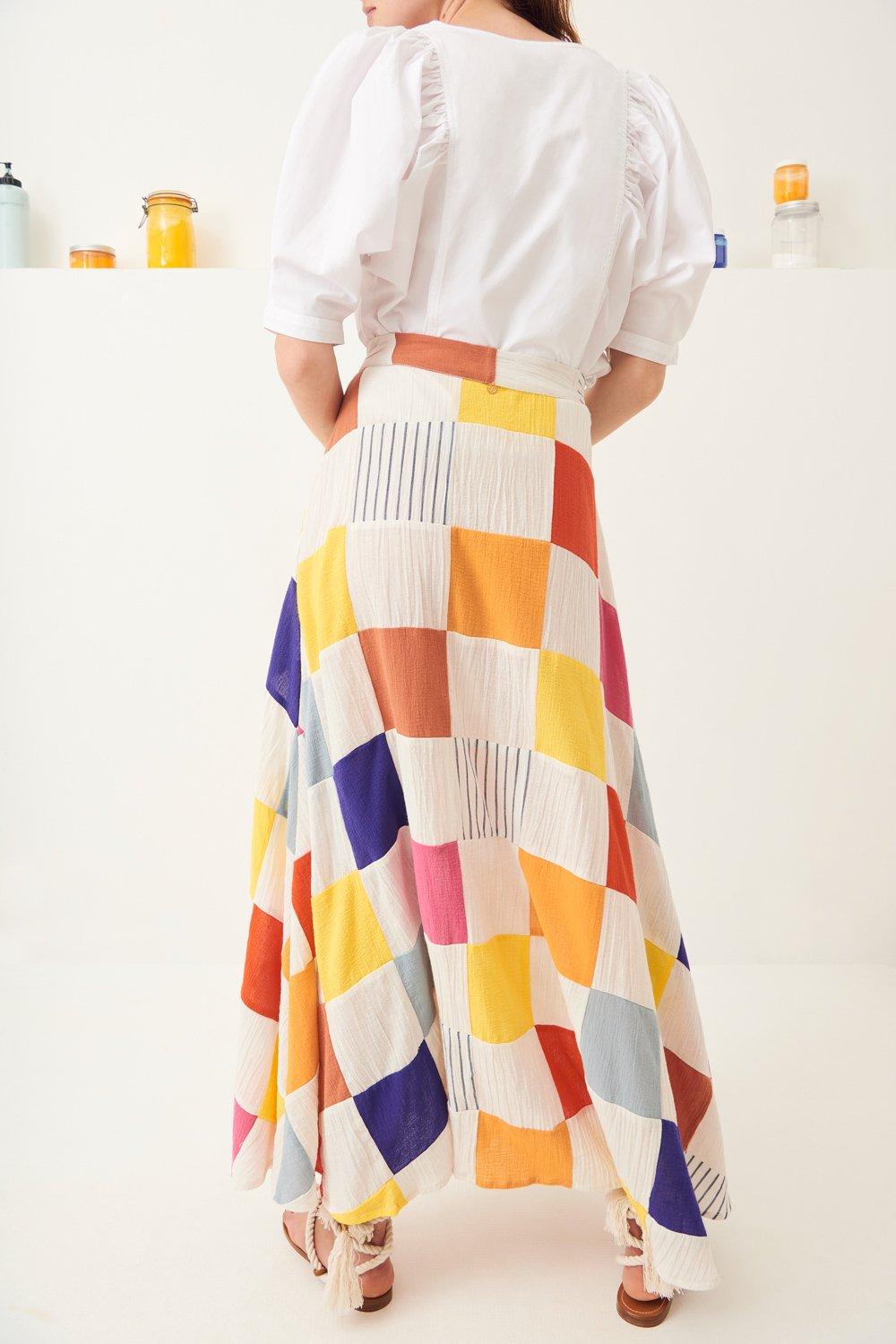 Vaza Flowing Patchwork Maxi Skirt