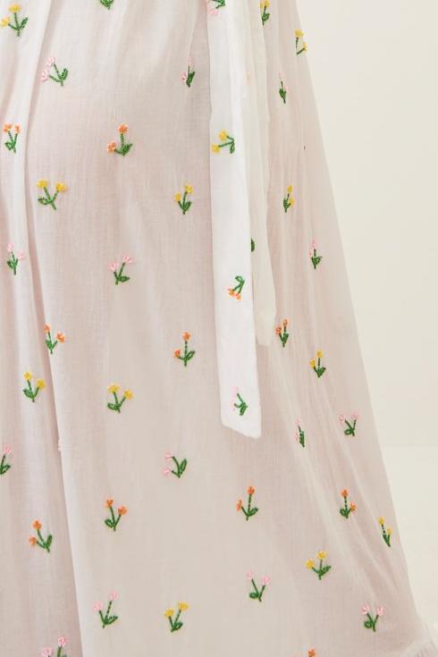 Oriana Embroidered Boho-Chic Maxi Dress - White
