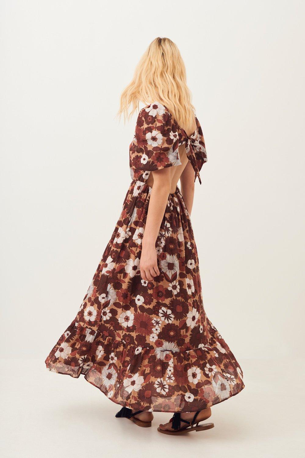 Lorette Maxi Halter Dress - Brown