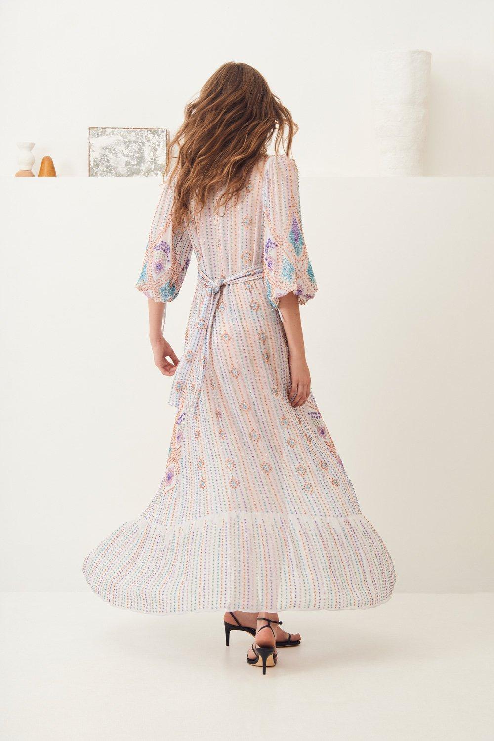 Emilia Embroidered Maxi Dress - White