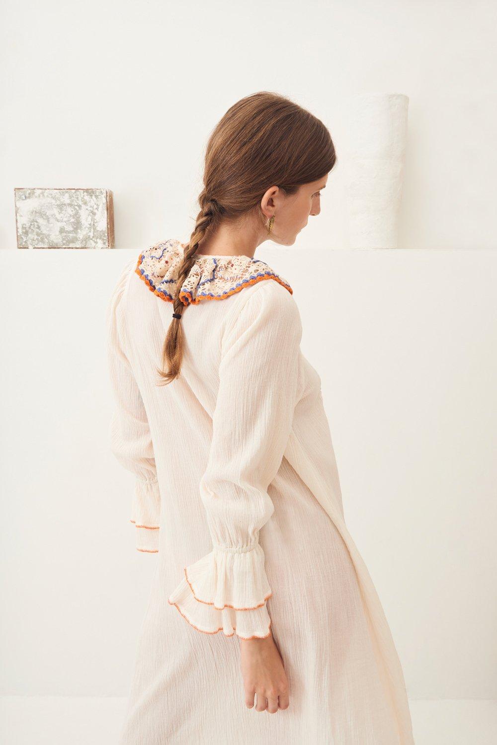 Colas Crochet and Embroidery Midi Dress