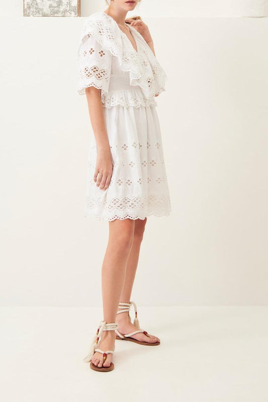 Ally Lace Short Dress - White